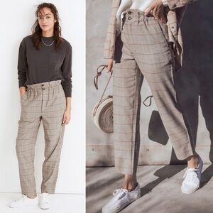 Madewell Glen Plaid Paperbag Tapered Pants